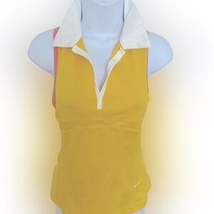 Nike Tennis Top - S yellow pink , white , nylon spandex